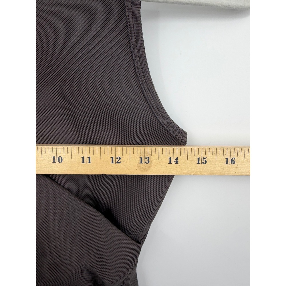 Athleta Bayview Tank Top XS Brown Ribbed Ruched Mock Neck Powervita Sleeveless - Picture 7 of 7